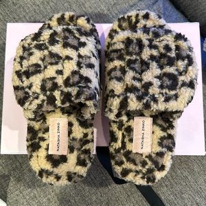 Authentic Natasha Zinko Leopard print slides- size 38 as seen on Hailey Bieber
